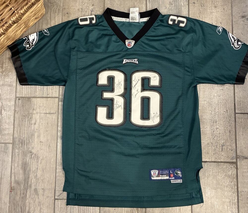 Vintage Reebok Eagles Brian Westbrook Youth L Jersey Signed By Cheerleaders